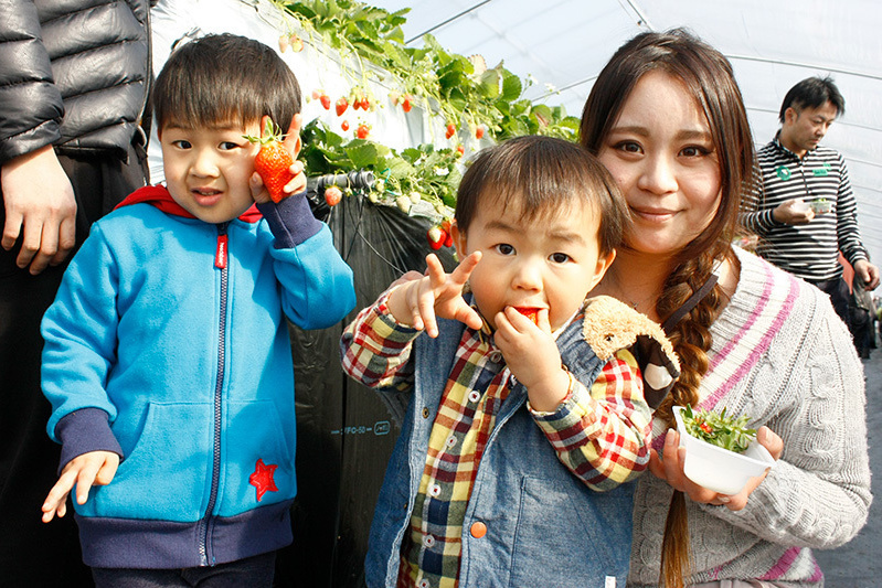 苺がお口いっぱいだね